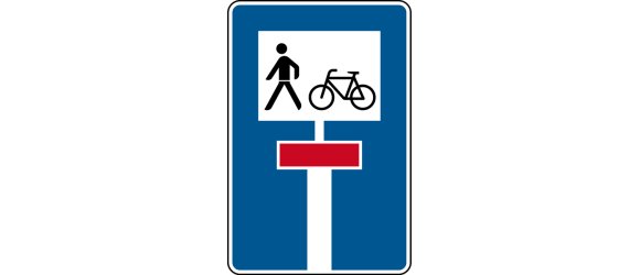 Verkehrszeichen Sackgasse für Fußgänger und Radfahrer frei